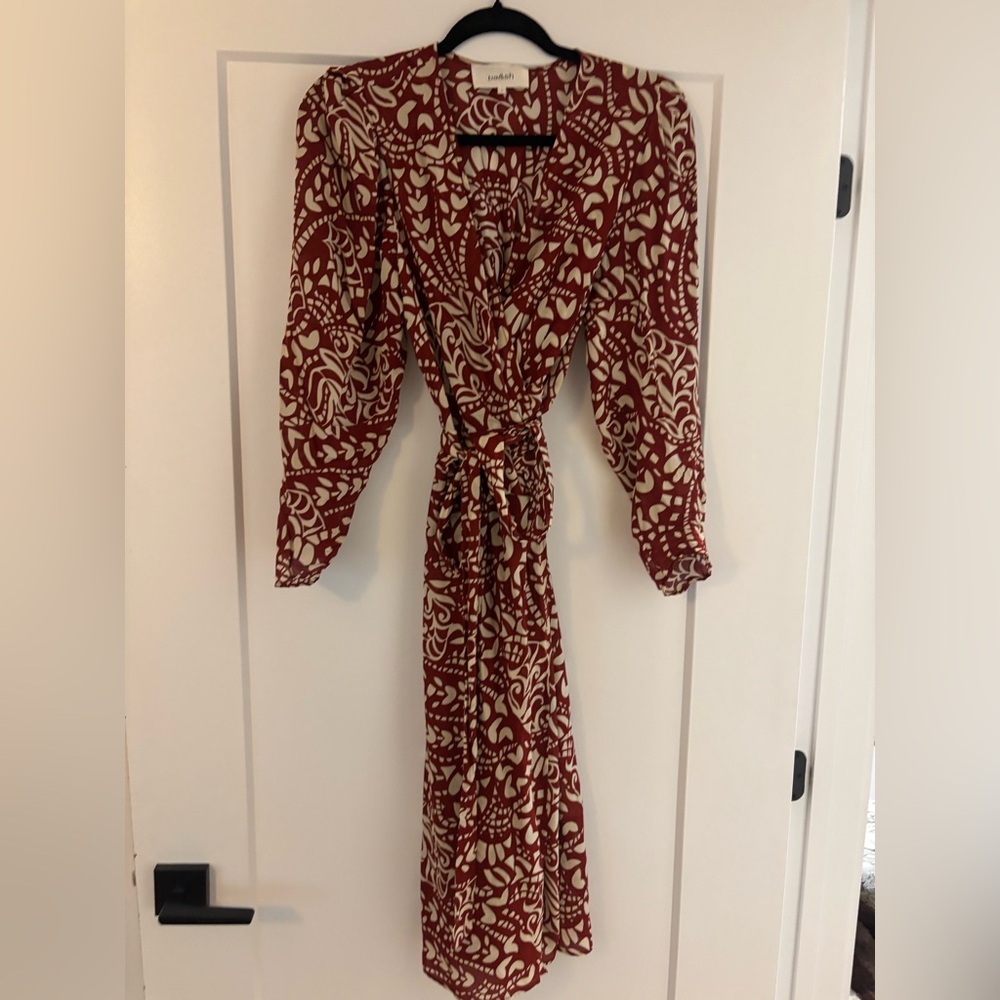 ba&sh Red and Cream Midi Dress